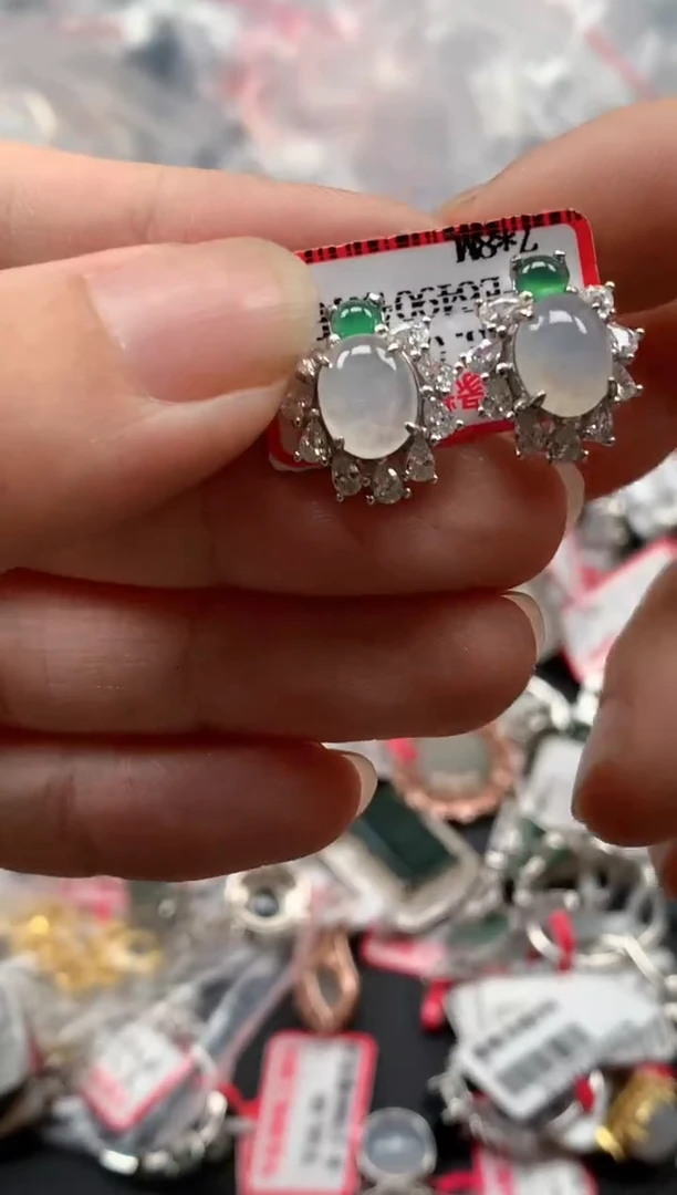 银S925镶嵌戒指翡翠天然A货缅甸翡翠