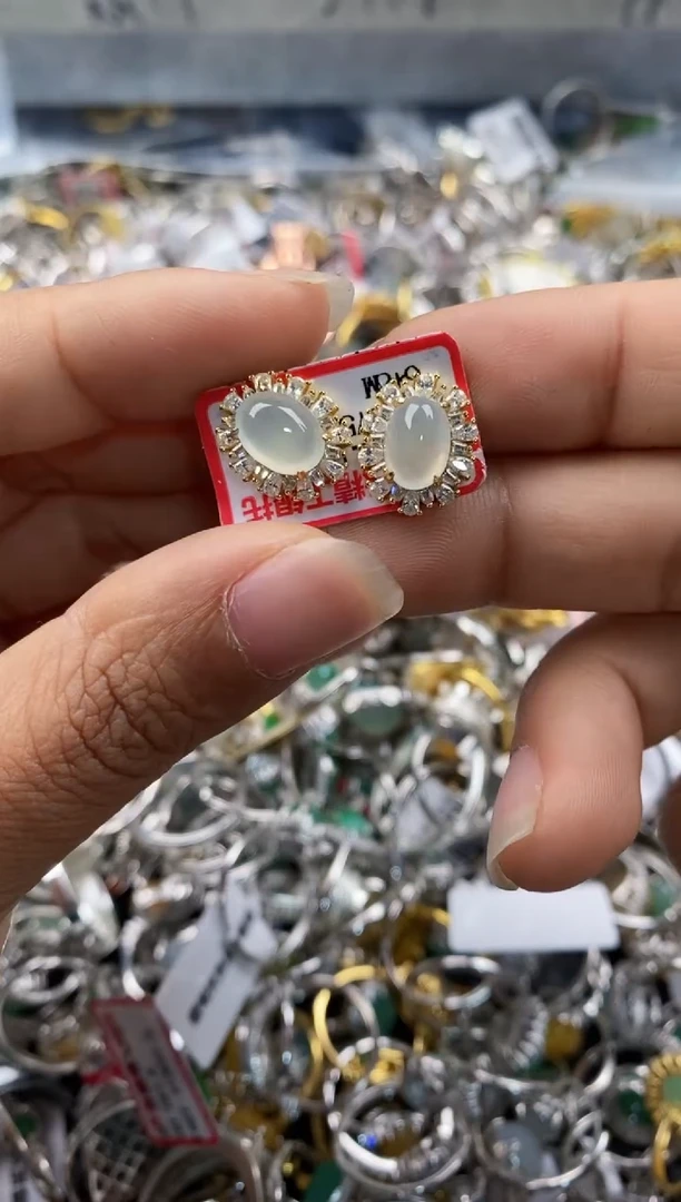 银S925镶嵌戒指翡翠444---2