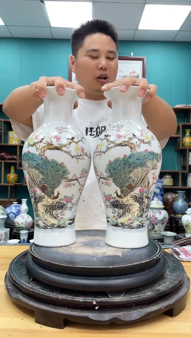 摆件孔雀鱼尾陶瓷摆件2个