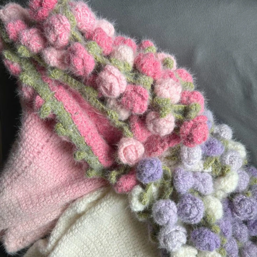 玫瑰花毯子材料包手工编织DIY线材各类花束毯子软糯不掉毛不起球