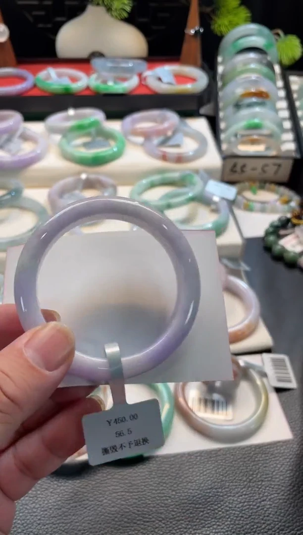 未镶嵌手镯翡翠24号链接 有纹裂 56.5正圈