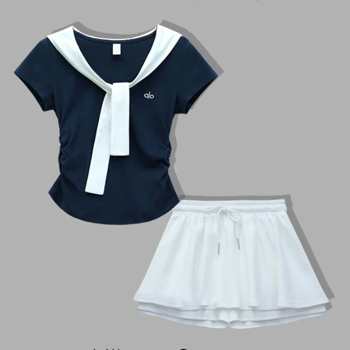 休闲运动套装女2025夏季新款洋气减龄修身短袖T恤半身短裙两件套