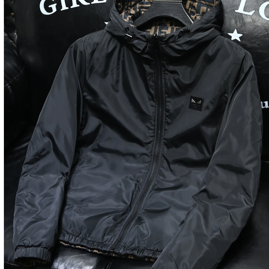 NIPEHUEIN/尼皮怀恩潮牌双面穿棉衣男冬保暖修身防风时尚棉服连帽