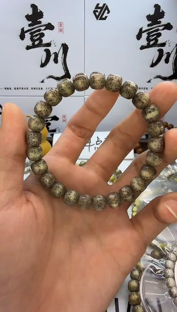 手串星月菩提9/8 冰糖玉化 眼留白 同枝果  B37