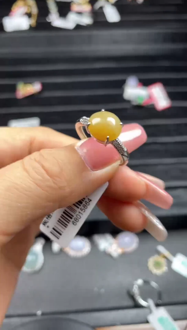 银S925镶嵌戒指翡翠天然翡翠A货
