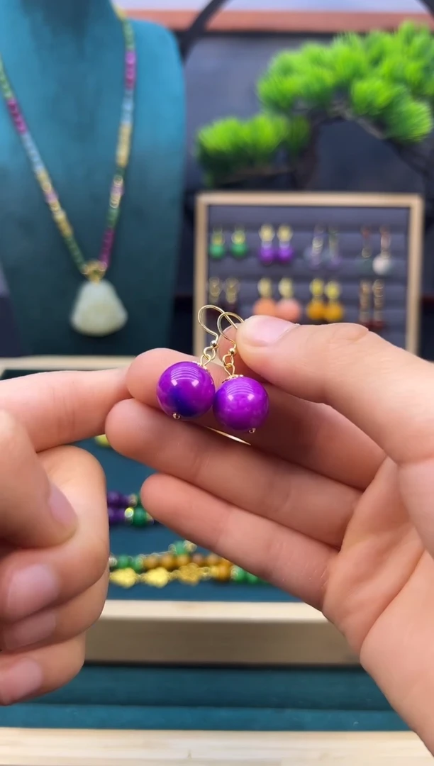 【闪购商品】苏纪石（舒俱来）耳钉14K金镶嵌E331