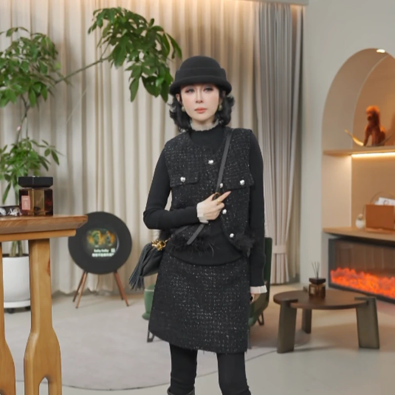 PanYiXiu/潘依绣羊毛法式气质小香风拼接流苏高级感套装 M9245