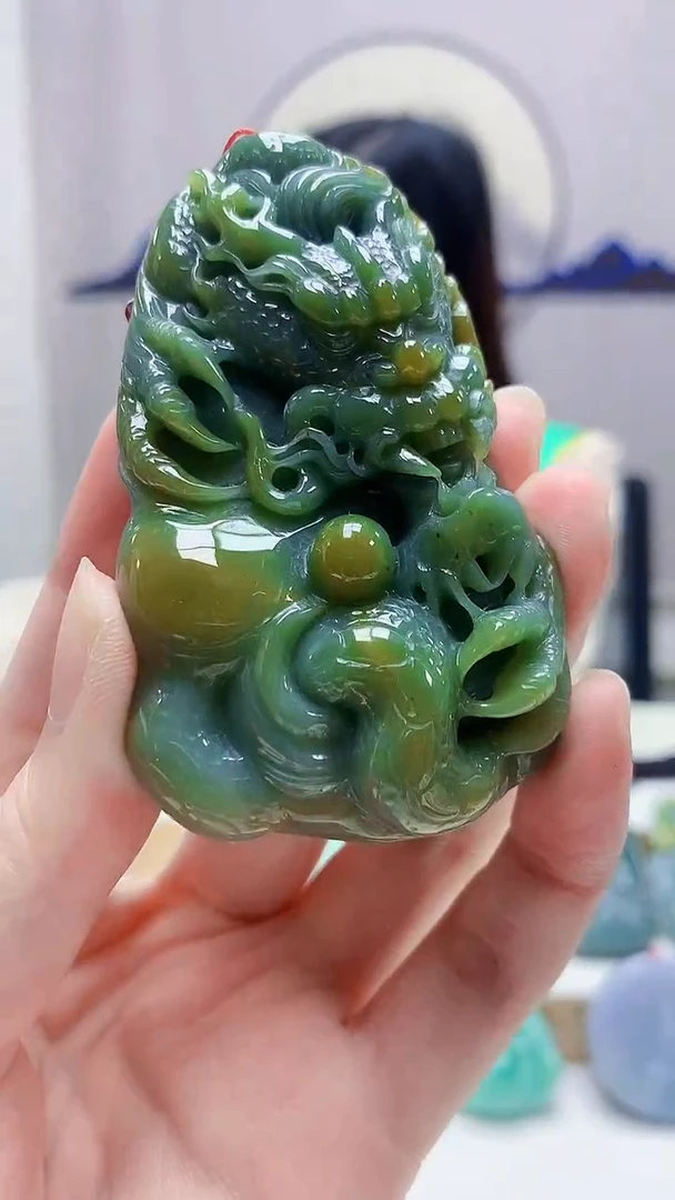 未镶嵌定制翡翠4852zm-毛货挂件龙牌113