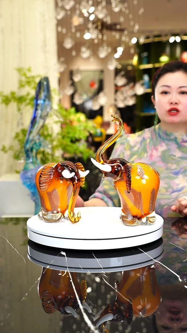 琉璃摆件 大象 一对