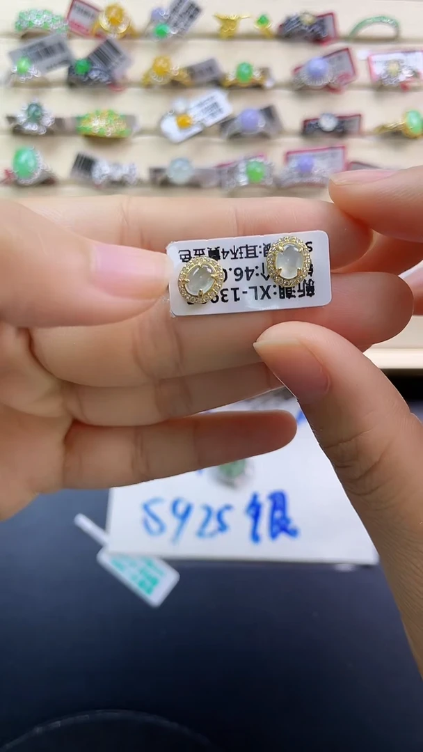 银S925镶嵌戒指翡翠翡翠 蛋面 银S925镶嵌