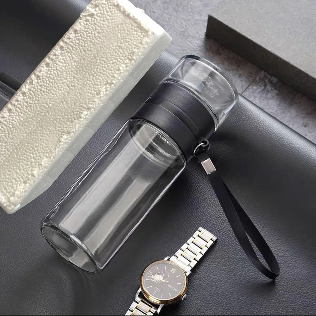 【温柔002】办公泡茶杯子茶水分离杯透明双层茶水杯茶杯玻璃DP ZS