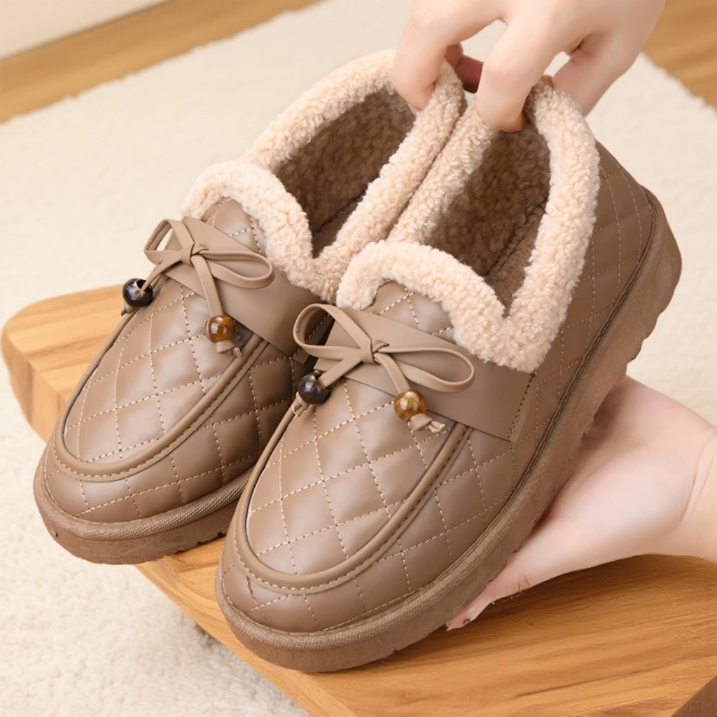 冬季新款加绒加厚毛毛鞋雪地靴女鞋老北京棉鞋保暖防滑舒适妈妈鞋
