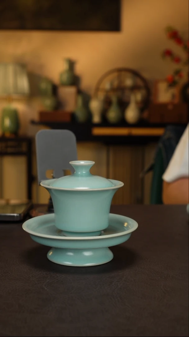 杯子?***剑仿古高足马蹄三才盖碗 精品 放漏