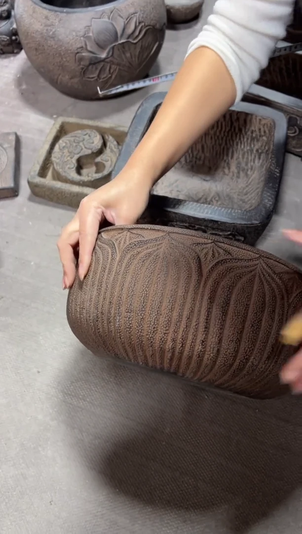 陶土【火山泥】莲韵盆