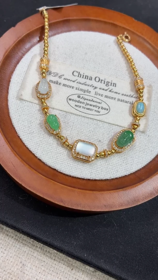 吊坠(不含链)银S925镶嵌翡翠手链