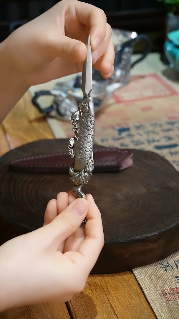 【闪购商品】福器艺术白铜龙鱼茶刀