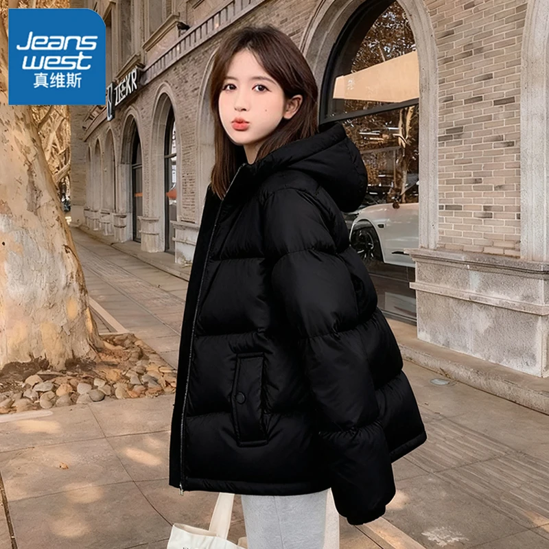 真维斯2026冬新款黑色短款羽绒高蓬松羽绒服女保暖外套小个子连帽