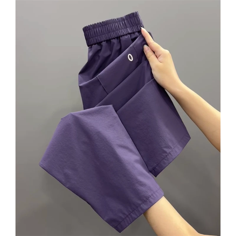 2025新款百搭九分裤女加大码休闲裤夏季显瘦哈伦裤轻薄洋气速干裤