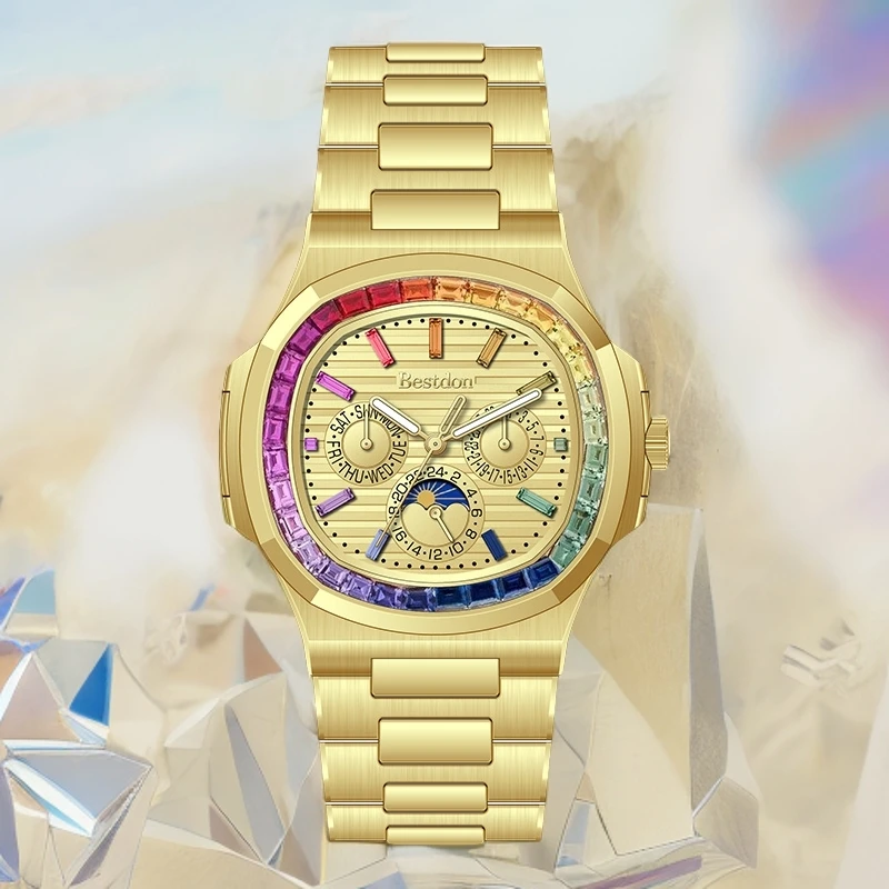 【邦顿亚洲总部直发】彩虹鹦鹉螺多功能男士全自动机械表高档71204