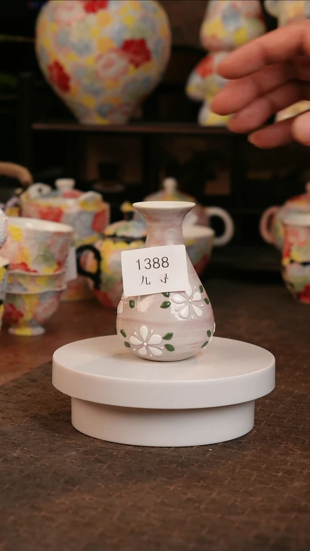 九寻景德镇手工手绘珐华彩茶杯1388