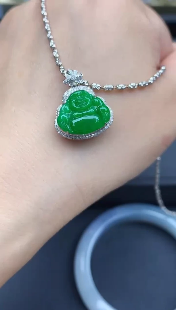 吊坠(不含链)18K金镶嵌翡翠501-春日珠宝