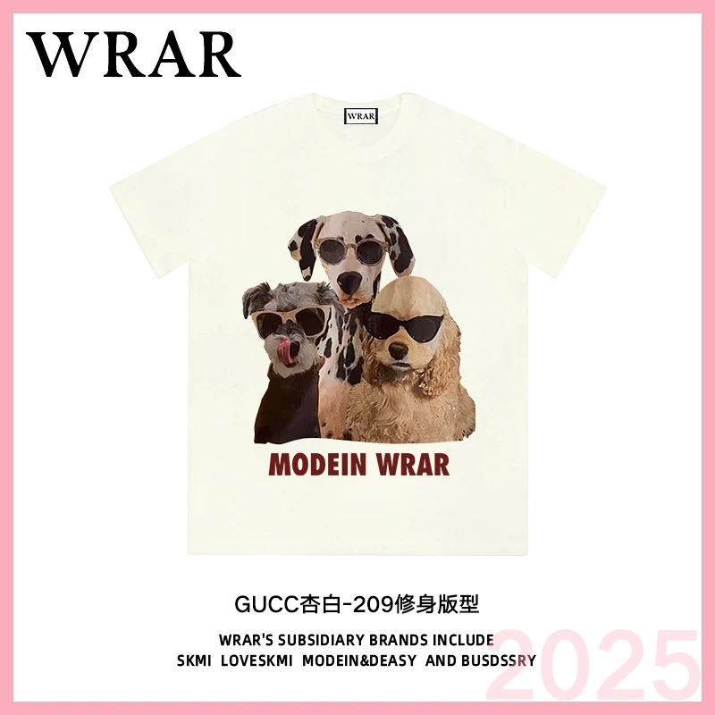 【墨镜酷酷狗】新品时尚透气宽松T恤印花圆领卡通趣味夏季短袖