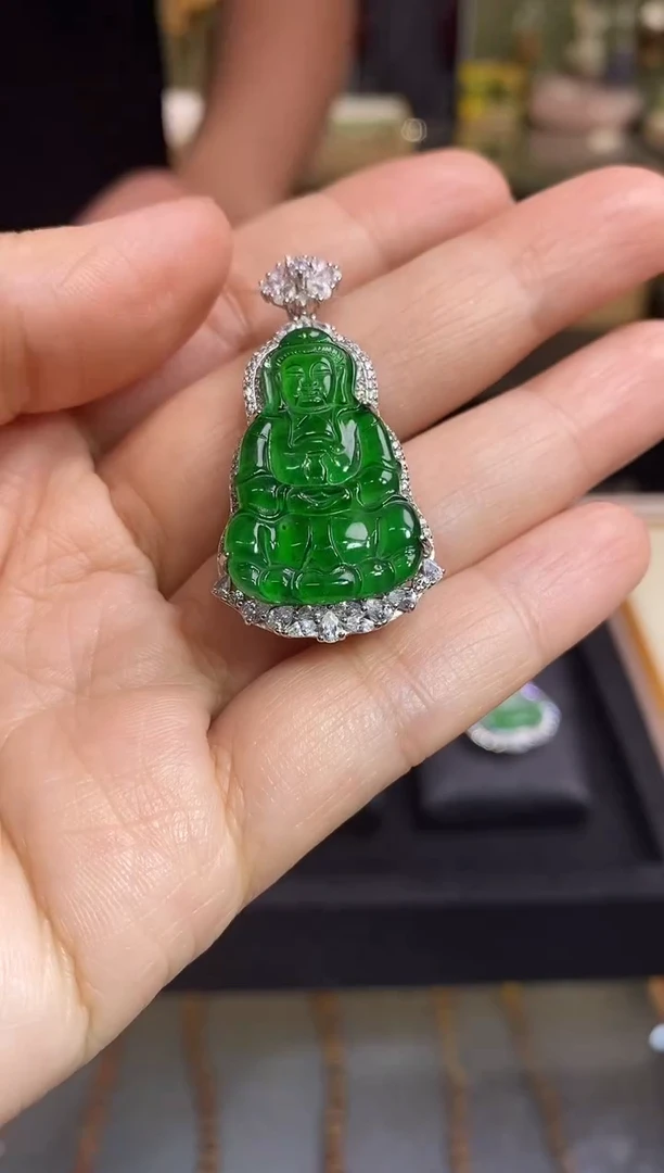 吊坠(不含链)银S925镶嵌翡翠挂件