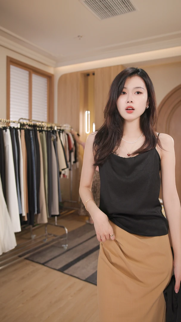 时尚拼接蕾丝优雅风吊带背心气质无袖0418