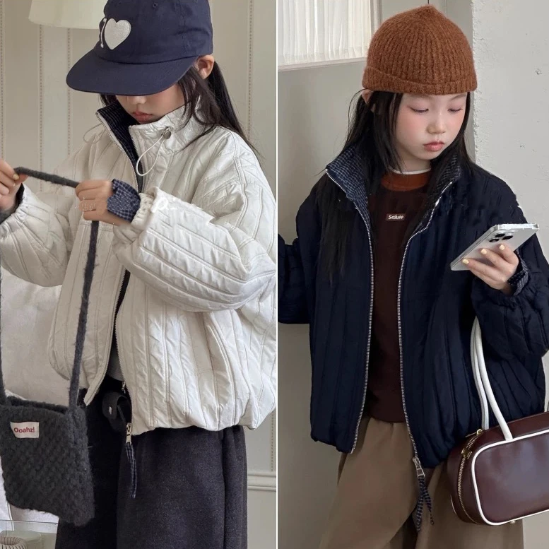 男女童秋冬新款棉服立领宽松百搭男女宝宝洋气保暖棉袄上衣外套