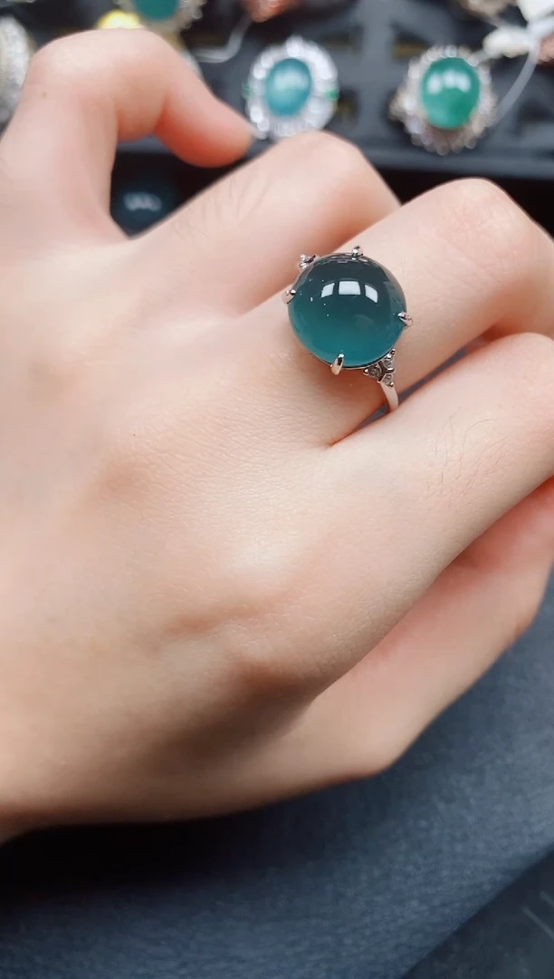 银S925镶嵌戒指翡翠翡翠