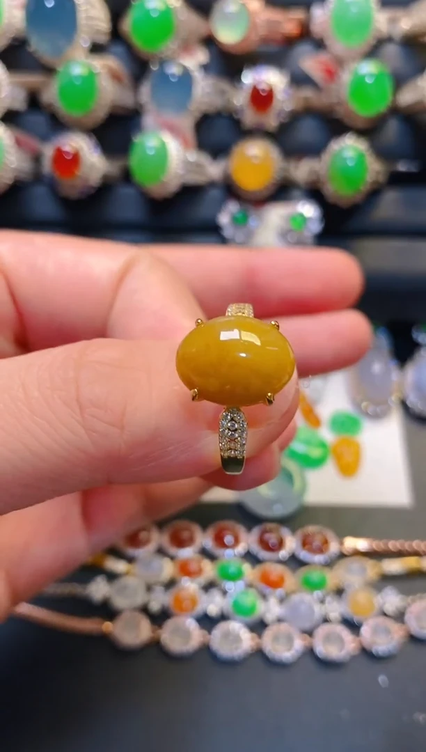 银S925镶嵌翡翠耳饰天然