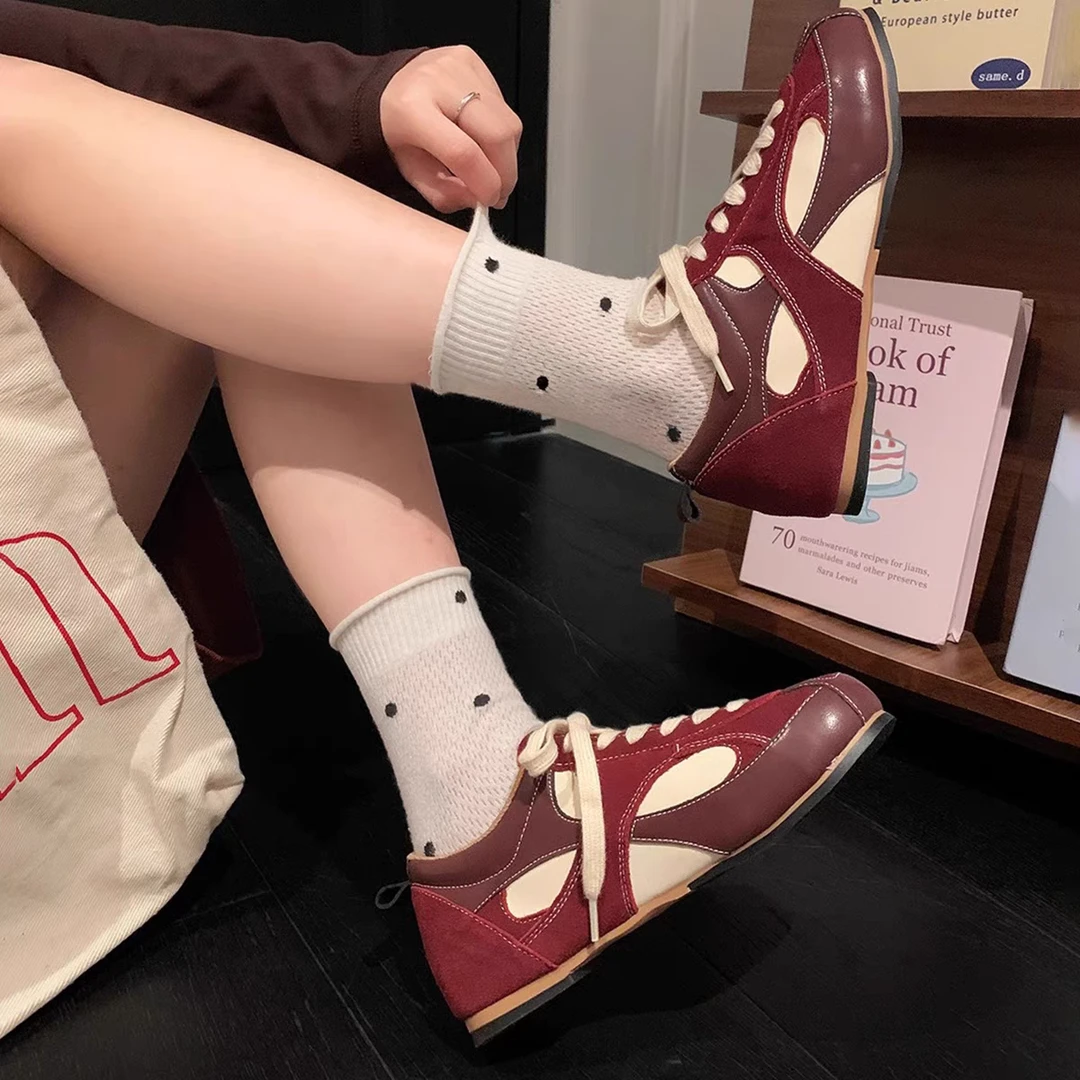 小众设计复古拼色德训鞋女冬季新款阿甘鞋百搭运动休闲鞋 1192-2