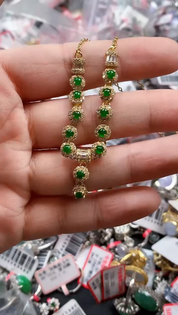 银S925镶嵌戒指翡翠天然A货缅甸翡翠