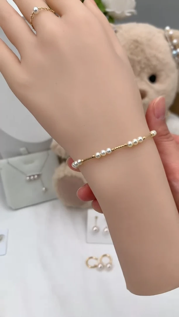 【闪购商品】海水珍珠手绳18K金镶嵌3.5-4极光羽皇金手链