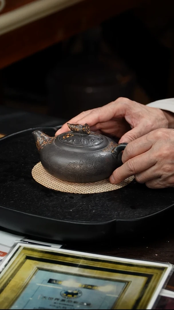 茶壶紫砂鲍宜明 莲藕75 天青 320毫升