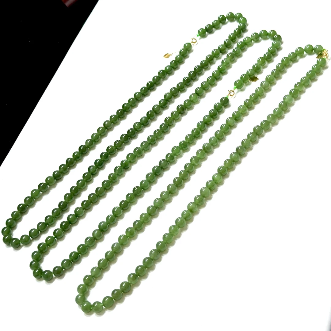 【YNJ】18k金和田玉碧玉项链-约5mm（多样性发其一）