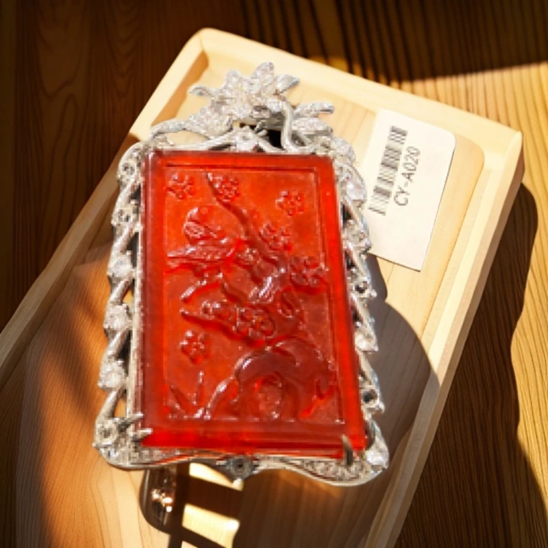 CYA020红色梅花牌子吊坠毛衣链