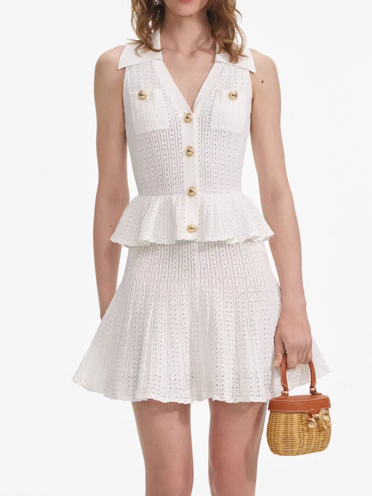 镂空蕾丝马甲半身裙两件套装女气质百搭宽松夏季新款