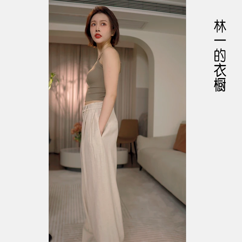 【林一】春季禅意新中式阔腿裤亚麻天丝宽松阔腿长裤薄款休闲直筒裤