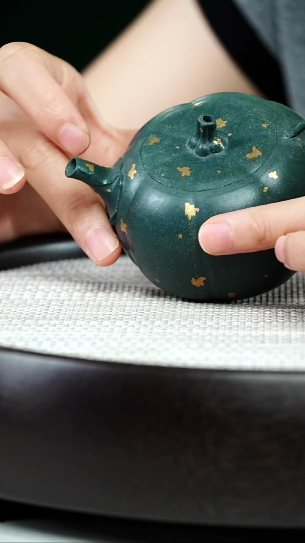 茶*矮南瓜（洒金）-老墨绿泥-170cc