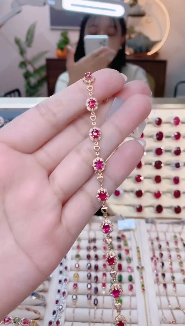 【闪购商品】红宝石18K金手链18K金镶嵌1