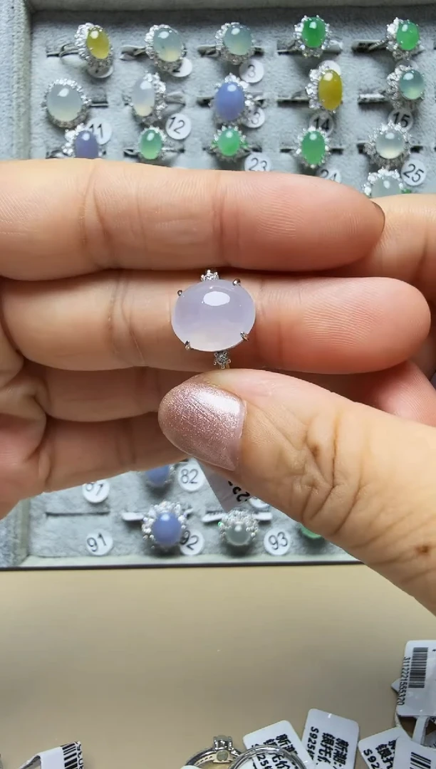 银S925镶嵌手链翡翠925银镶缅甸A货翡翠戒指