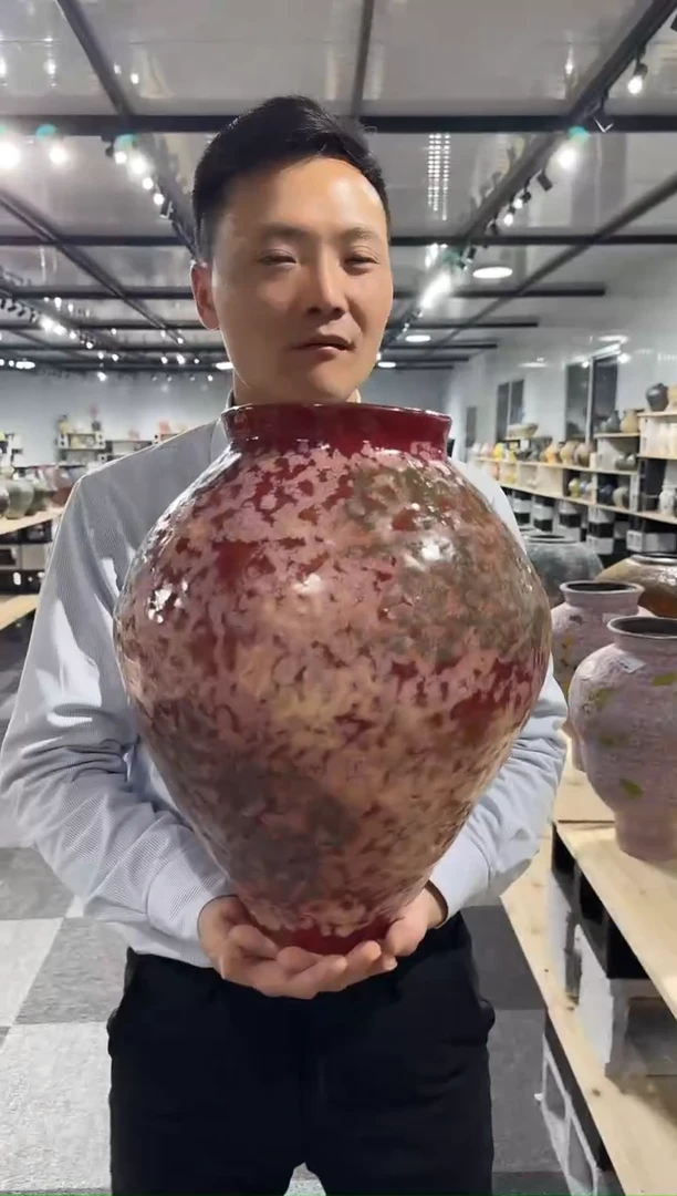 霸总专属景德镇高温陶瓷红色花瓶