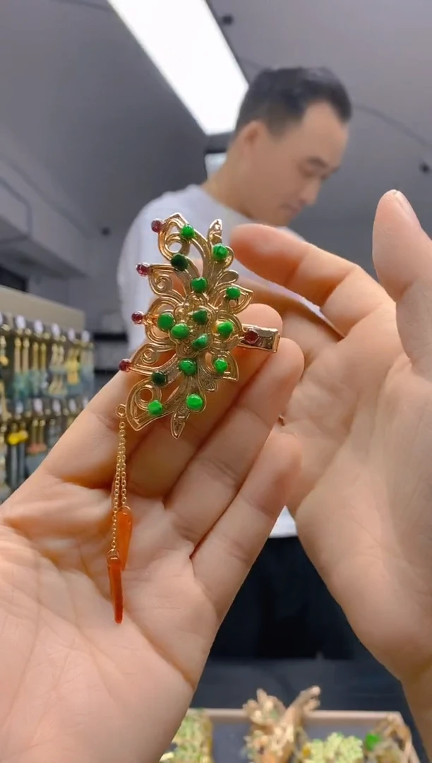 【闪购商品】翡翠耳饰合金0238翡翠发簪