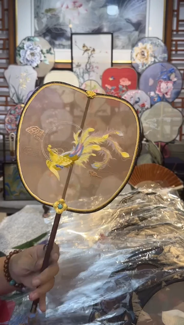 扇子纯手工苏绣团扇 买一送一