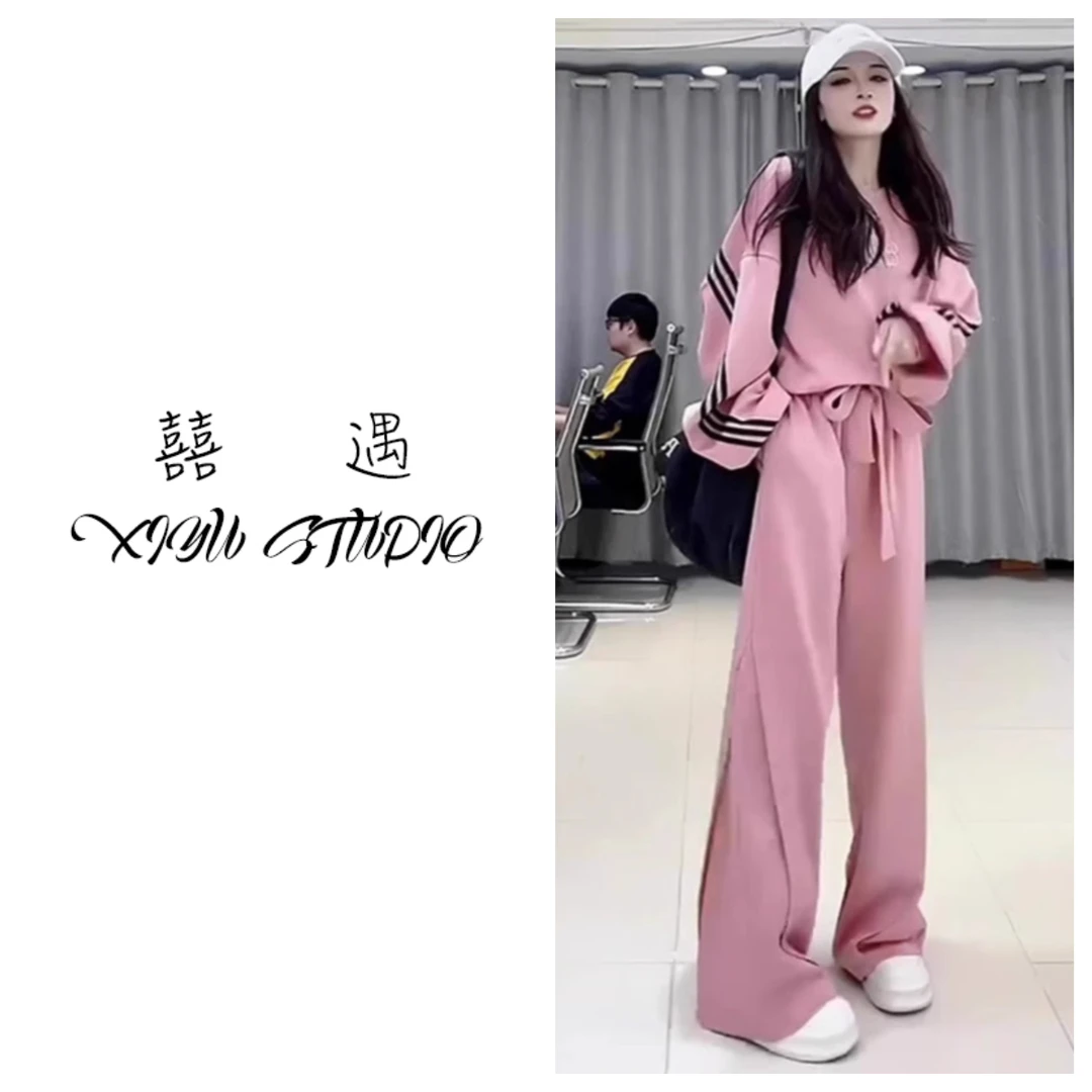 运动服套装女秋季2024新款穿搭欧货时尚洋气卫衣阔腿裤两件套高档