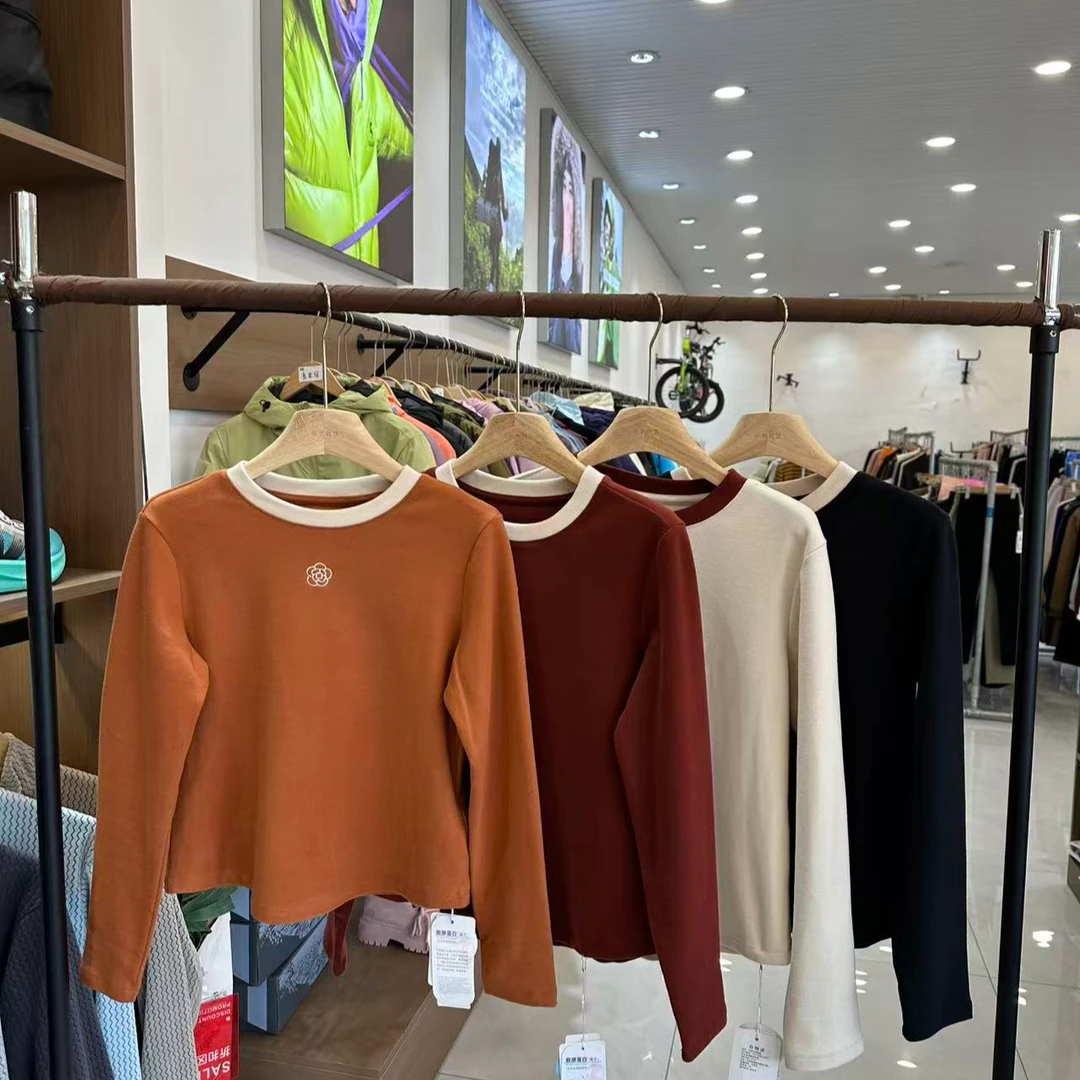 长袖圆领保暖刺绣拼接轻职风T恤内搭百搭打底衫003