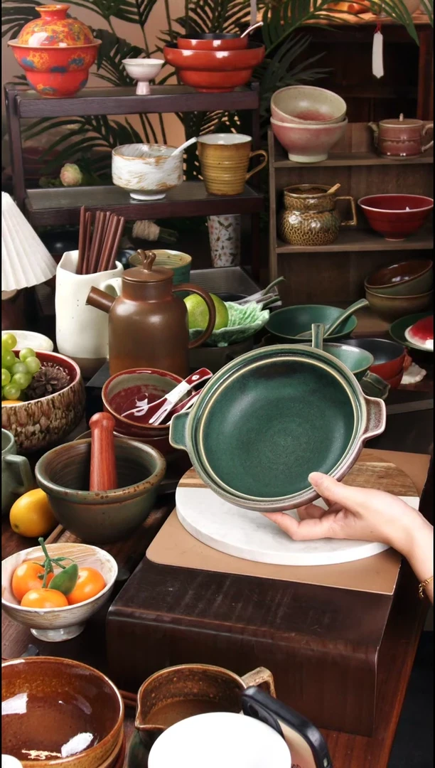 碗微瑕景德镇手工高温餐具小双耳