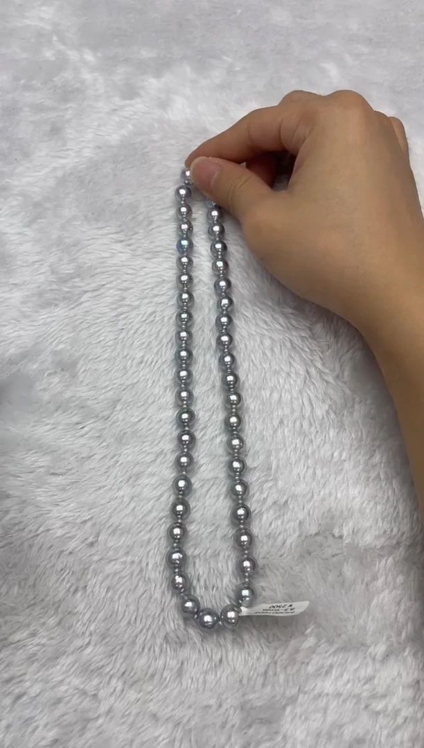 项链银S925镶嵌海水珍珠AK真多麻8.5-9mm