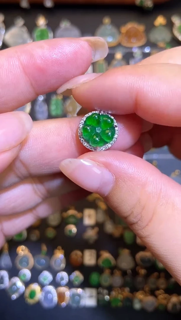 翡翠银S925镶嵌吊坠(不含链)1